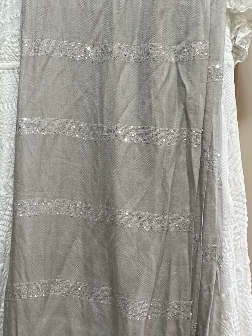 Neutral Sequin Stripe Scarf